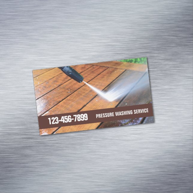 Fence Cleaning House Power Washer Pressure Washing Business Card Magnet (In Situ)