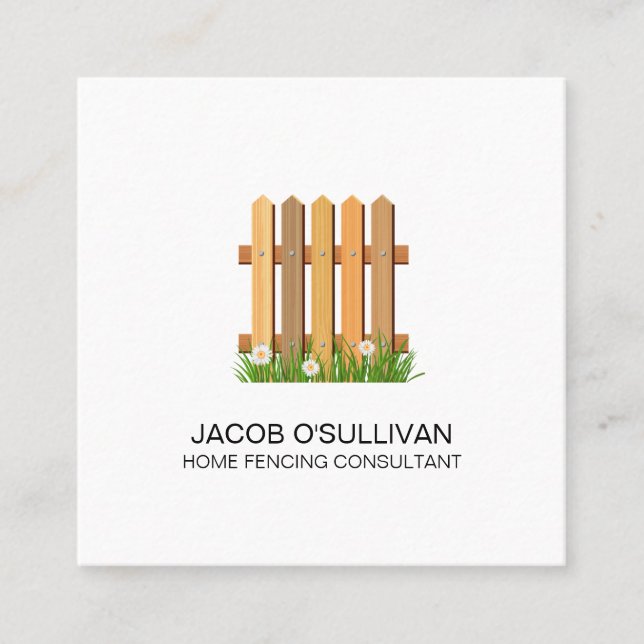 Fence Fencing Security Square Business Card (Front)