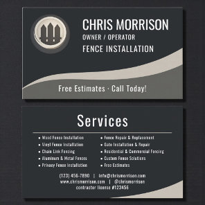 Fence Installation Professional Business Card