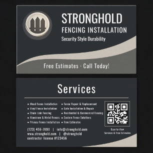 Fence Installation QR Code Professional Business Card