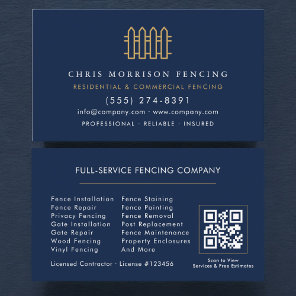 Fence Repair Fencing QR Code Business Card