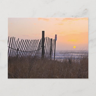 fence sunset postcard
