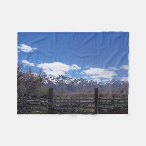 Fence to Ruby Mountains Fleece Blanket