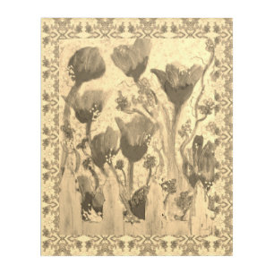 Fenced Flowers Sepia Acrylic Print