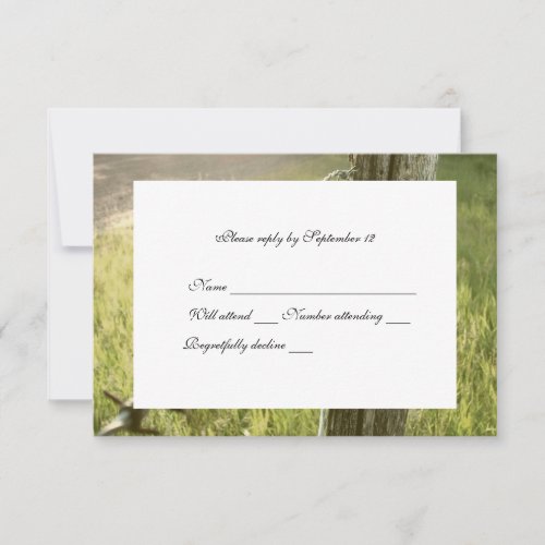 Fencepost Barbed Wire Rustic rsvp with envelope