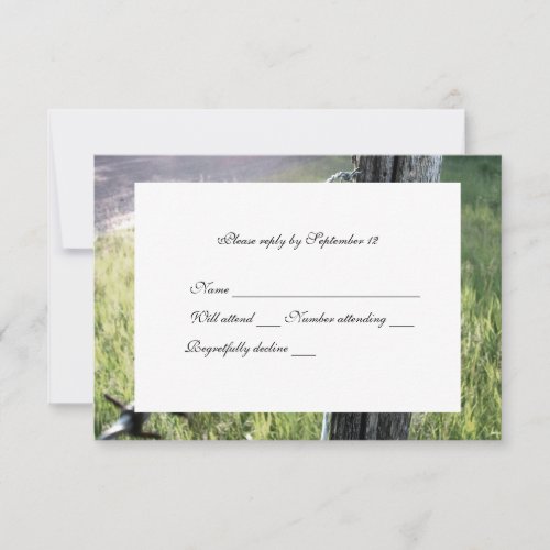 Fencepost Barbed Wire Rustic rsvp with envelope