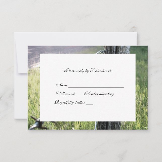 Fencepost, Barbed Wire Rustic rsvp with envelope Card (Front)