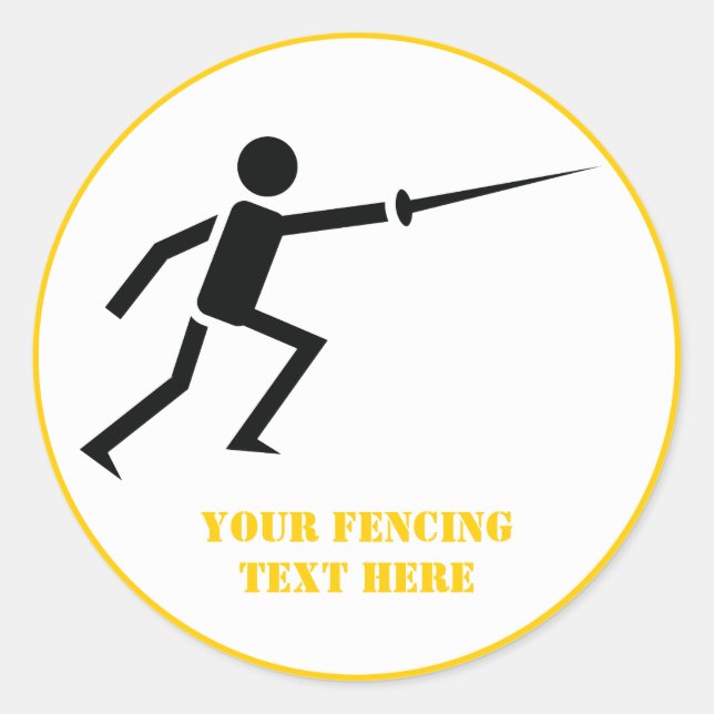 Fencer black silhouette fencing custom classic round sticker (Front)
