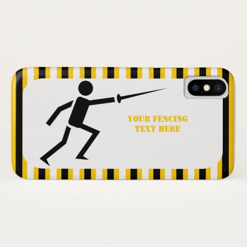 Fencer black silhouette fencing stripes iPhone x case