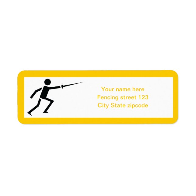 Fencer black silhouette with sword fencing custom label (Front)