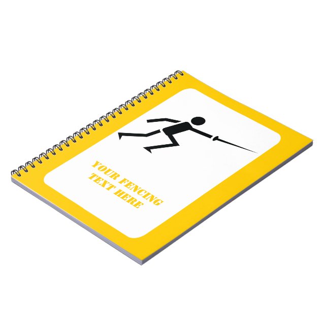 Fencer black silhouette with sword fencing custom notebook (Left Side)