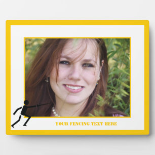 Fencer black silhouette with sword fencing custom plaque