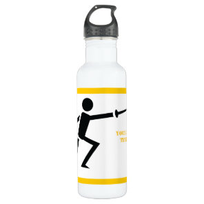 Fencer black silhouette with sword fencing custom water bottle