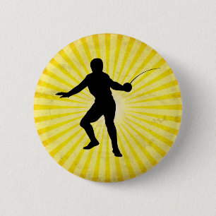 Fencer; Fencing; yellow Pinback Button