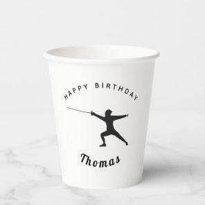 Fencing Birthday Fencer Fence Sword & Custom Name Paper Cups