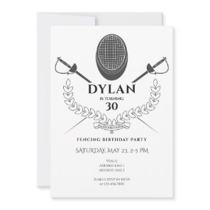 Fencing Birthday Party Foil Épée Sabre Tournament Invitation