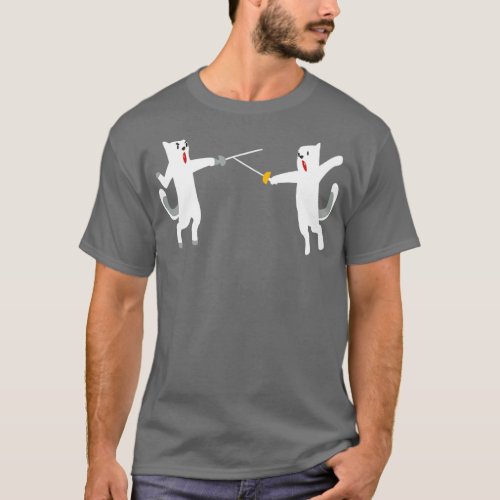 Fencing Cats Cat Fencing Fencers Fencing  T_Shirt