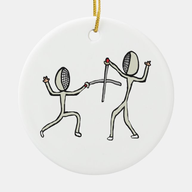 Fencing Ceramic Ornament (Front)
