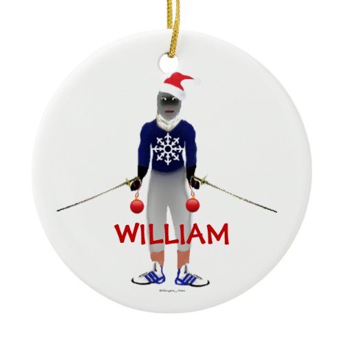 Fencing Christmas Custom Ceramic Ornament