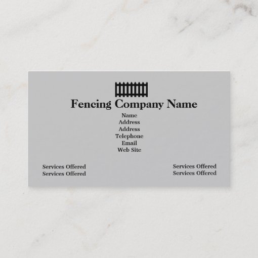 Fencing Company Business Card Zazzle