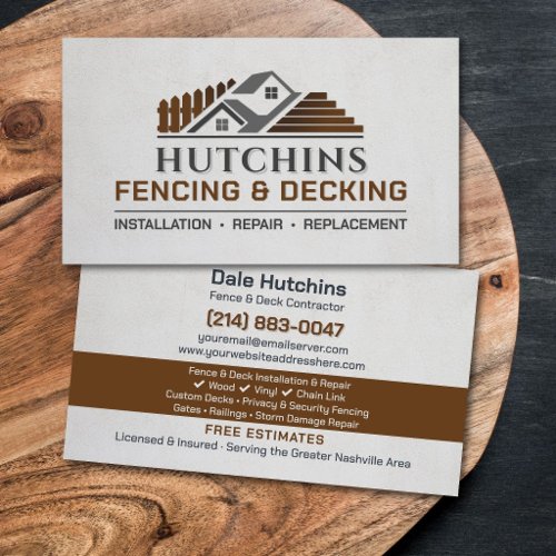 Fencing Decking Contractor Installation Repair Business Card