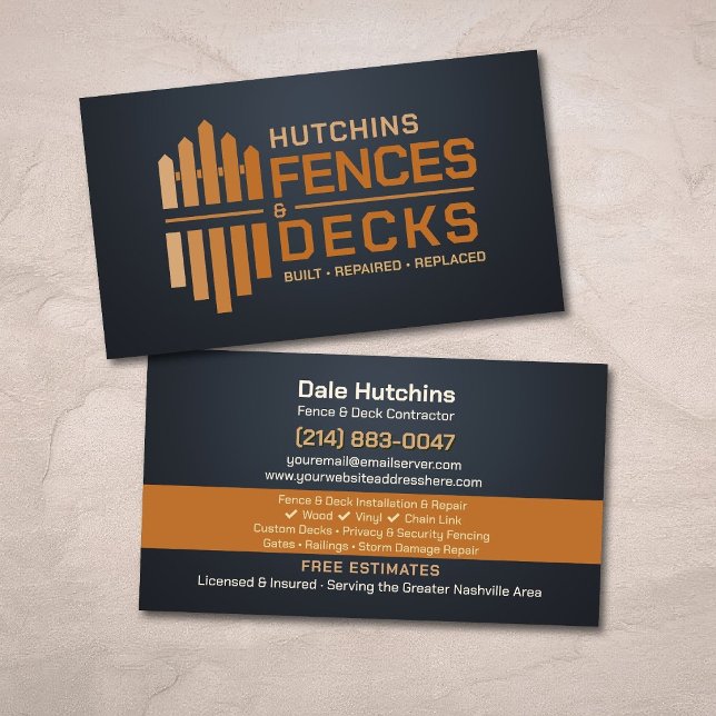 Fencing Decking Contractor Installation Repair Business Card (Creator Uploaded)