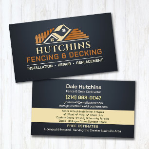 Fencing Decking Contractor Installation Repair Business Card