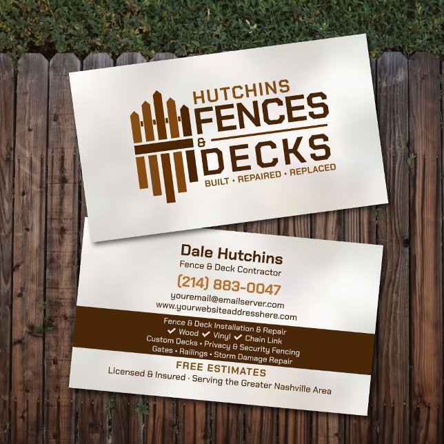 Fencing Decking Contractor Installation Repair Business Card (Creator Uploaded)