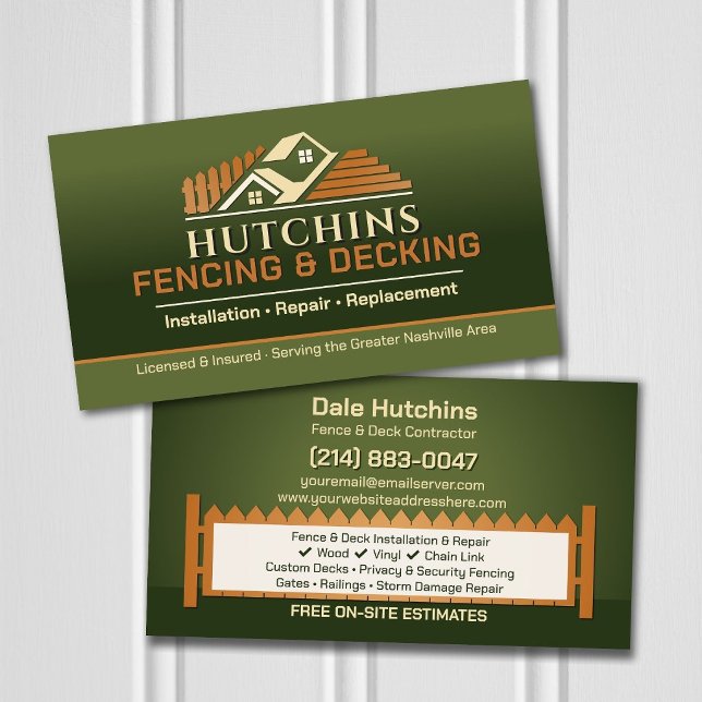 Fencing Decking Contractor Installation Repair Business Card (Creator Uploaded)