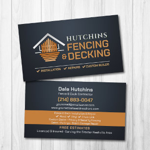 Fencing Decking Contractor Installation Repair Business Card