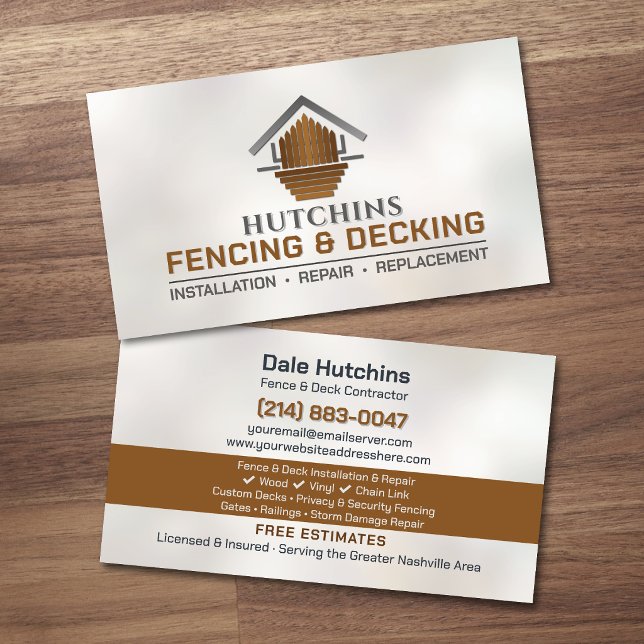 Fencing Decking Contractor Installation Repair Business Card (Creator Uploaded)