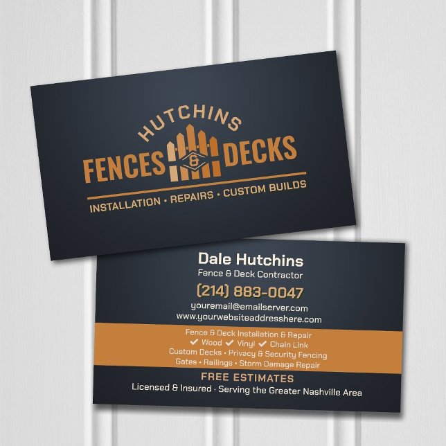 Fencing Decking Contractor Installation Repair Business Card (Creator Uploaded)