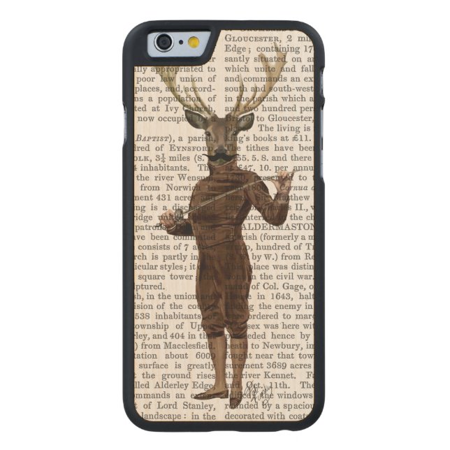 Fencing Deer Full Carved Wood iPhone Case (Back)