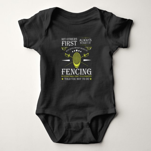 Fencing Degen Sport Fencing Duel Baby Bodysuit (Front)