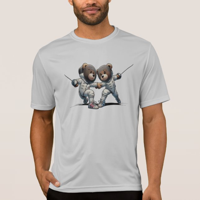 Fencing duel between bears in complete outfit. T-Shirt (Front)