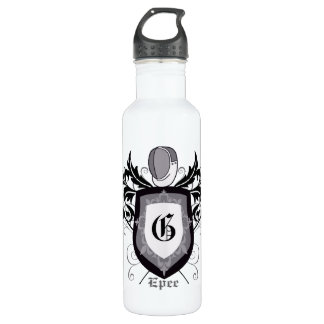 Fencing Epee Crest Silver Stainless Steel Water Bottle