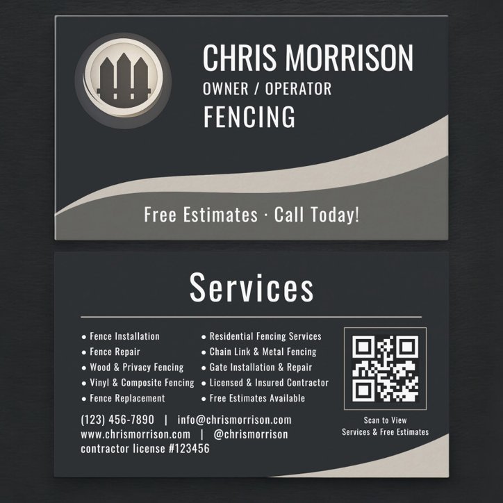 Fencing Fence Builder QR Code Business Card