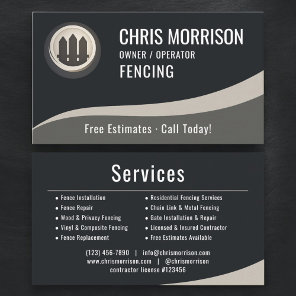 Fencing Fence Builder Repair Professional Business Card