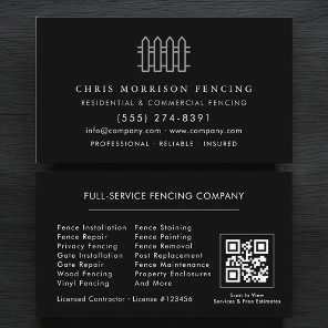 Fencing Fence Contractor QR Code Business Card