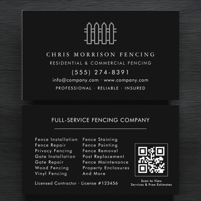 Fencing Fence Contractor QR Code Business Card (Creator Uploaded)