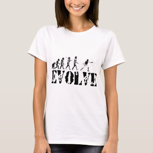 Fencing Fencer Epee Foil Sabre Evolution Sport Art T-Shirt (Front)
