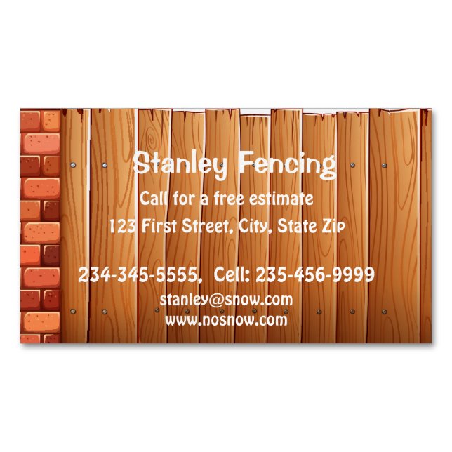 Fencing Fences Custom  Business Card Magnet (Front)