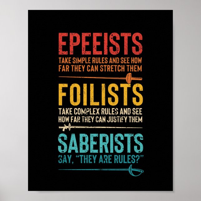 Fencing funny epee foil saber epee fighter poster (Front)