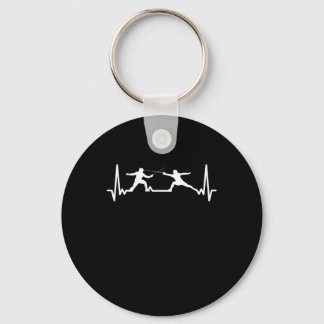 Fencing Game gamer fencer sport cardiogram fencing Keychain