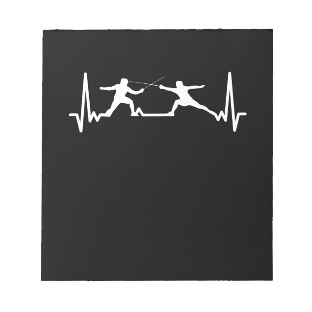 Fencing Game gamer fencer sport cardiogram fencing Notepad (Front)