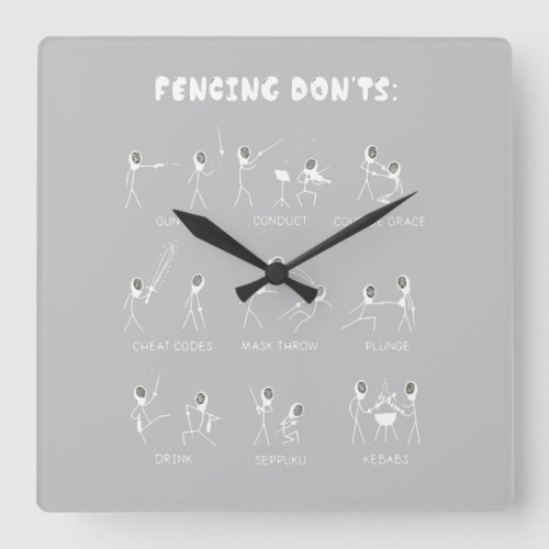 Fencing Gift  I Always Win All Match Square Wall Clock