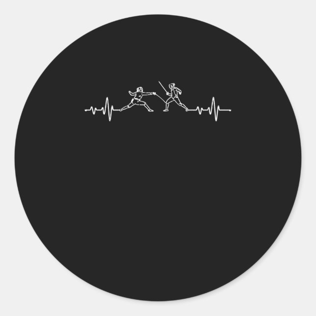 Fencing heartbeat funny fencer pulse epee classic round sticker (Front)