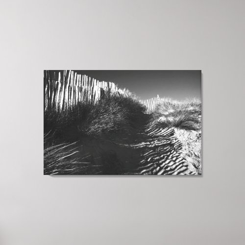 Fencing In The Dunes, fine art black and white Canvas Print
