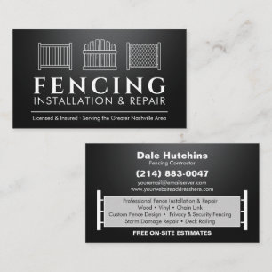 Fencing Installation Repair Services Business Card