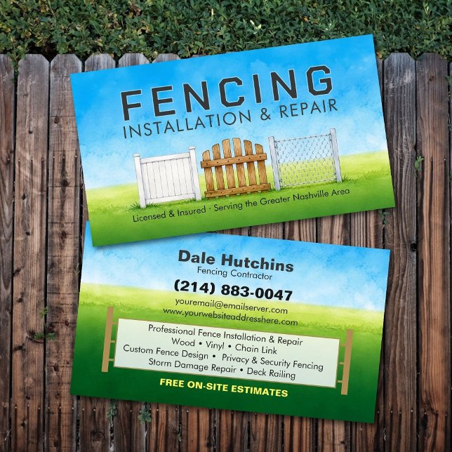 Fencing Installation Repair Services Business Card (Creator Uploaded)